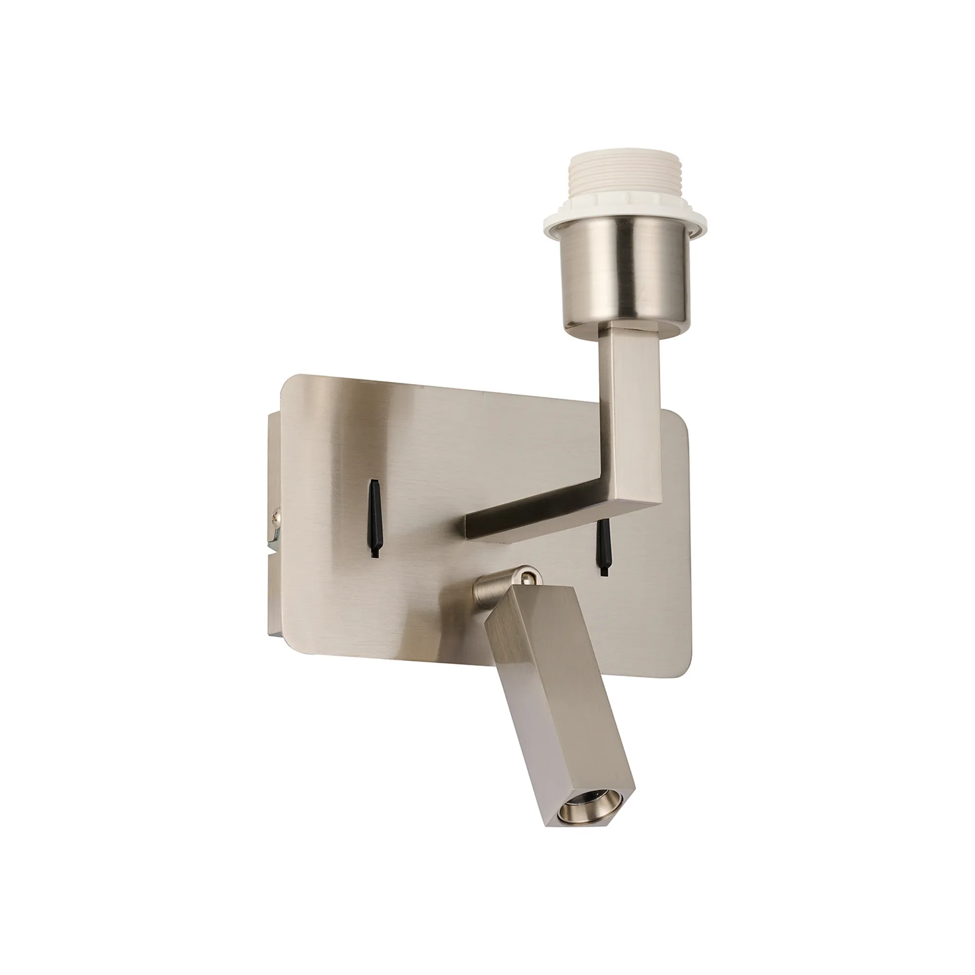 D0947SN  Clara Wall + Reading Light with USB-C Socket, 1 x E27 + 3W LED, 3000K, Individually Switched, Satin Nickel